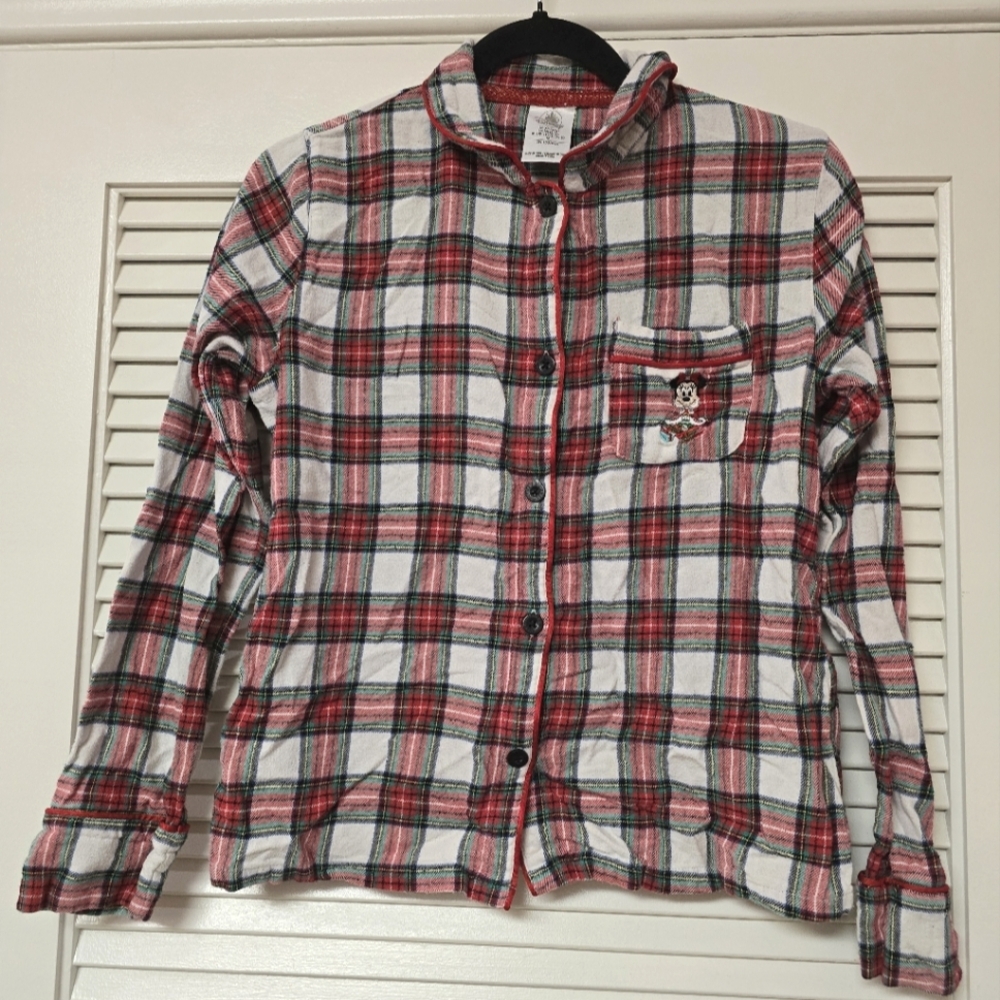 Disney - Plaid 100% Cotton Vintage Holiday Long-Sleeve Minnie Mouse Top